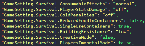 Configuring Survival Settings 2