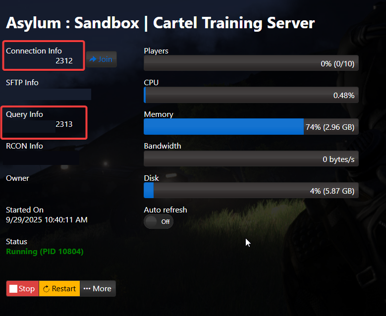 Connect to Server 1