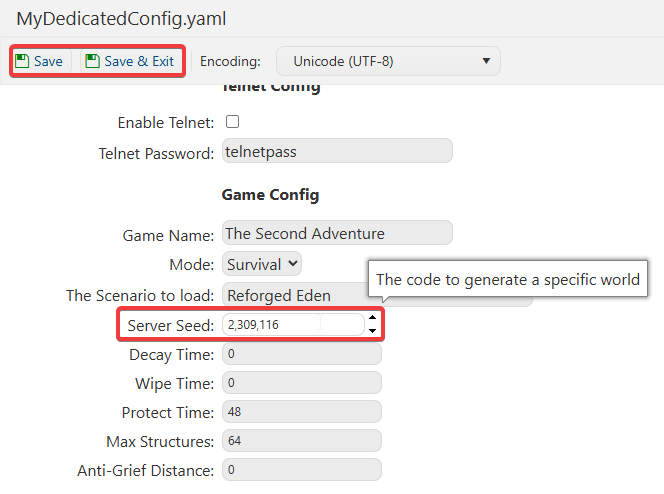 Setting Up World Seed 1
