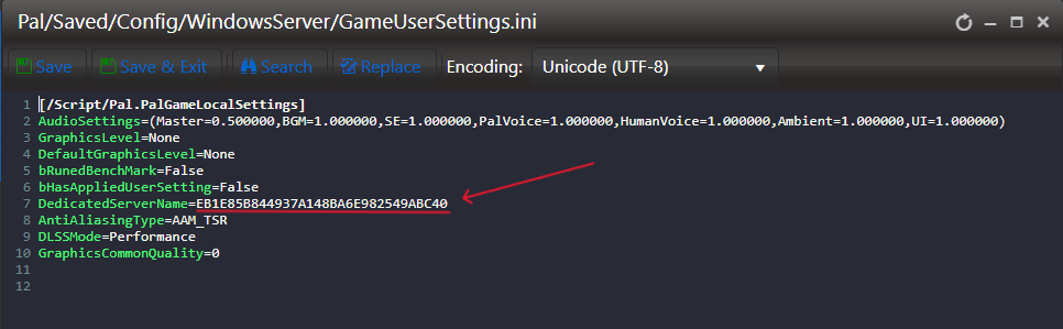 Palworld DedicatedServerName
